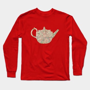 Russian Teapot cut from 1935 map of Moscow Long Sleeve T-Shirt